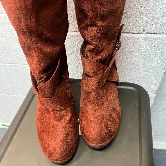 Women High Heel Boots Winter Fashion Buckle Strap Zipper Knee High Boots Size 41 - Picture 4 of 5